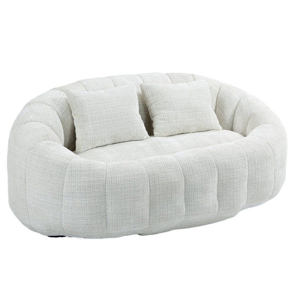 English Elm Bean Bean Bag Sofa High-Density Memory Foam Two-Seater Lounger High Back Chenille Cozy Support Beige W395P181433