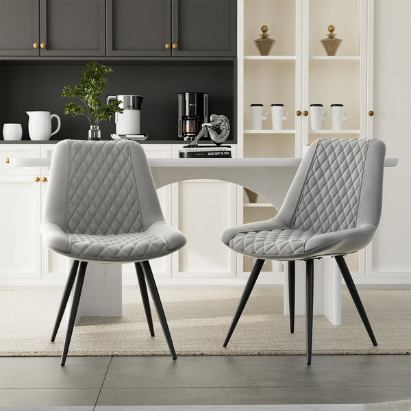 English Elm Modern Dining Chairs Set Of 2 - Ergonomic Pu Leather With Metal Legs, Stylish & Durable For Dining T3950P394500