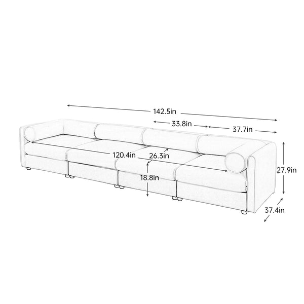 English Elm Modular Sectional Sofa With Ergonomic Support, Hidden Storage & Deep Comfort For Stylish Living Rooms W714S01052
