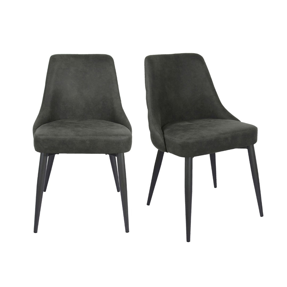 English Elm Set Of 2 Stylish Microfiber Dining Chairs In Grey - Mid-Century Comfort For Small Spaces B016P225416-GIGA