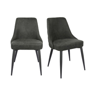 English Elm Set Of 2 Stylish Microfiber Dining Chairs In Grey - Mid-Century Comfort For Small Spaces B016P225416-GIGA