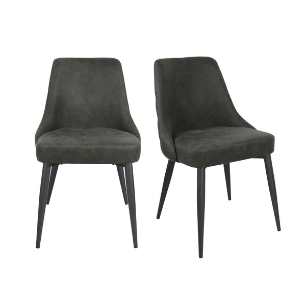 English Elm Set Of 2 Stylish Microfiber Dining Chairs In Grey - Mid-Century Comfort For Small Spaces B016P225416-GIGA