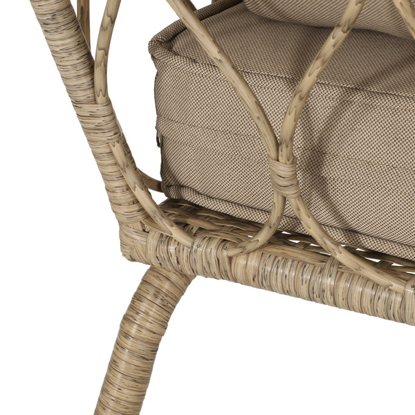 English Elm Christopher Knight Home® - BRUCE Boho Loveseat in Brown PE Rattan with Water-Resistant Cushions, Iron Frame, 600 lb Capacity 70416.00LBRN