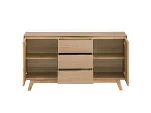 English Elm Kasem Oak Finish Server with Felt-Lined Drawer, Safety Stop, Spacious Shelf & Durable Oak Veneer Finish B2726P246305
