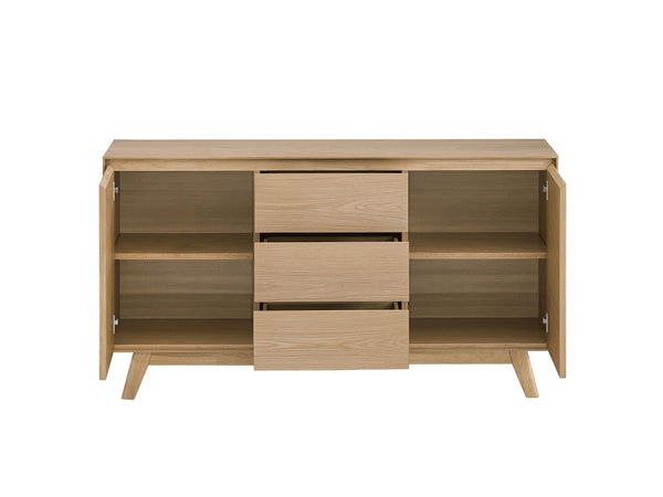 English Elm Kasem Oak Finish Server with Felt-Lined Drawer, Safety Stop, Spacious Shelf & Durable Oak Veneer Finish B2726P246305