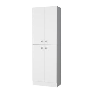 English Elm White 71.1" Pantry Cabinet with 5 Hidden Shelves, 4 Doors — Sleek White Storage for Modern Kitchens B062P193659