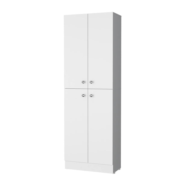 English Elm White 71.1" Pantry Cabinet with 5 Hidden Shelves, 4 Doors — Sleek White Storage for Modern Kitchens B062P193659