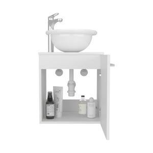English Elm Clyde Floating 18" Wide Wall-Mount Vanity with Wessel Sink, Single Door Shelf, White Modern Storage B070P337119
