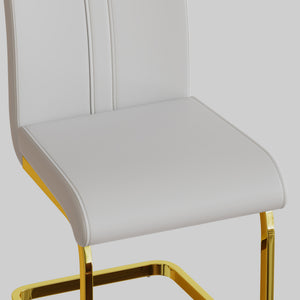 English Elm Modern White Faux Leather High Back Dining Chair Set Gold Base Elegant Seating W3732P495889