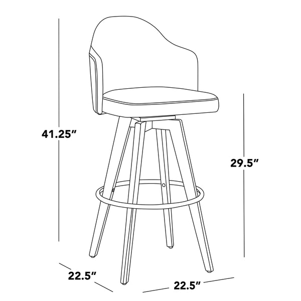 English Elm Fixed-height Swivel Barstools Upholstered Grey Fabric Black Wood Legs Kitchen Set of 2 Charcoal B202S01867