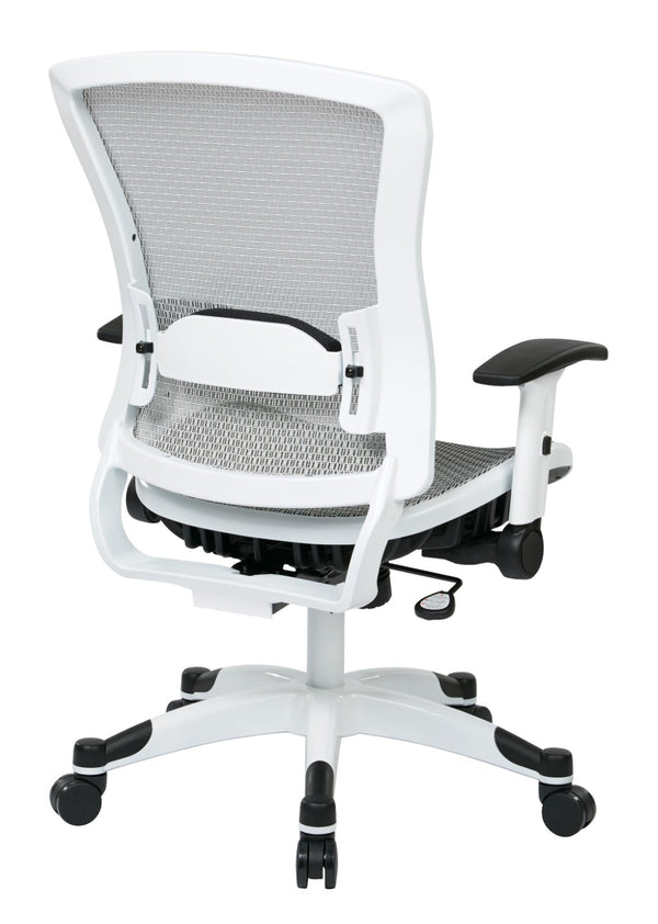OSP Home Furnishings White Mesh Ergonomic Manager Office Chair with Lumbar Support and Synchro Tilt Control White 317W-W11C1F2W