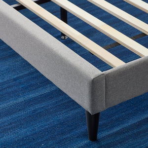 English Elm Lucid Upholstered Channel Tufted Platform Bed Full Stone — Durable 600lb Capacity, Adjustable-Base Ready B350P394841