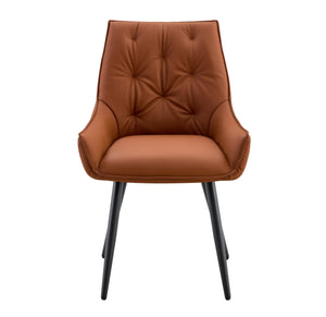 English Elm Dining Chairs Set Of 2 - Stylish Camel Faux Leather With Gold Mesh Accents And Black Legs For Comfort W3493P359746