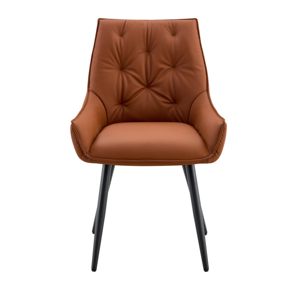 English Elm Dining Chairs Set Of 2 - Stylish Camel Faux Leather With Gold Mesh Accents And Black Legs For Comfort W3493P359746