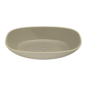 English Elm 66.9 Inch Stone Resin Freestanding Soaking Tub Matte Khaki Spa Bathtub W1613P381035