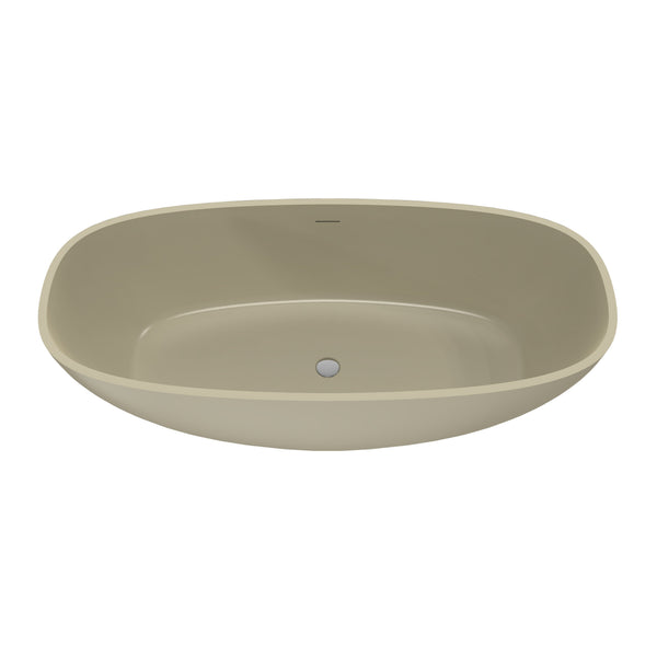 English Elm 66.9 Inch Stone Resin Freestanding Soaking Tub Matte Khaki Spa Bathtub W1613P381035