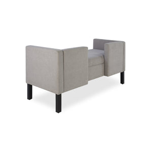 English Elm 50"ottoman Upholstered Bench with Bolster Pillows Fluted Wood Legs Bedroom Entryway W5325P426810