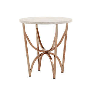 Homelegance By Top-Line Milena Champagne Gold Finish End Table with White Faux Marble Top Champagne Gold Marble