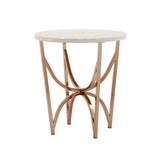 Homelegance By Top-Line Milena Champagne Gold Finish End Table with White Faux Marble Top Champagne Gold Marble