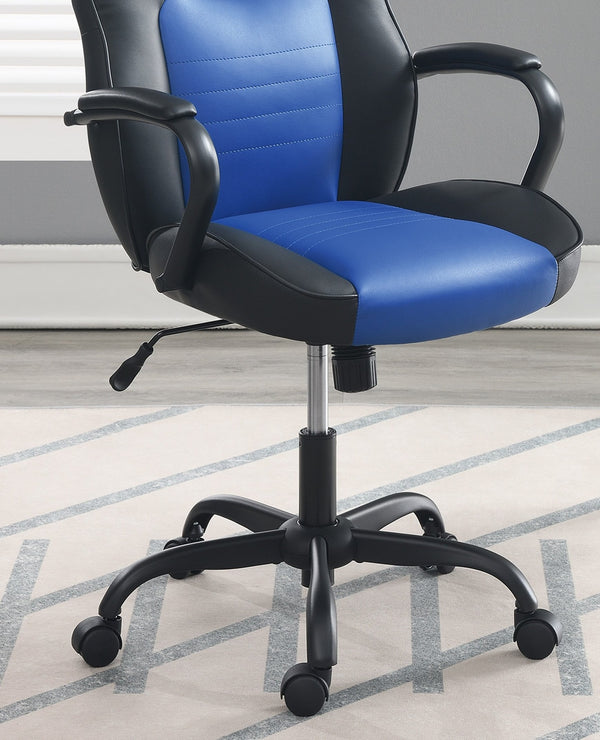 English Elm Gaming Ergonomic Office Chair Blue Black Faux Leather Racing Style Adjustable Height Wheels Padded Arms B011P367182