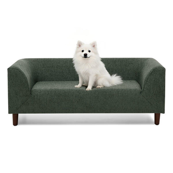 English Elm Pet Sofa with Linen Upholstery Rubberwood Frame Modern Dog Couch for Living Room W487P416732