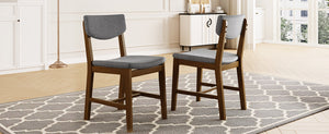 English Elm 4-piece Farmhouse Solid Wood Dining Chairs Upholstered Gray Fabric Curved Back Seating Walnut N752P368504D