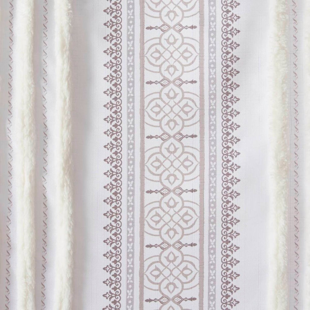 English Elm Poly Tufted Stripe Curtain Panel With Light-Filtering Lining, 50X84" - Elegant Boho Farmhouse Decor B035P268155-GIGA