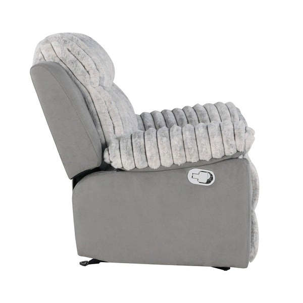 English Elm Bruni Plush Grey Glider Recliner Chair with Manual Recline, Soft Polyester Upholstery, Cozy Fill B201P299732