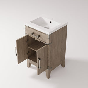 English Elm Grey Oak Single Bath Vanity 20" W X 18" D - Modern Design With Easy-Care Acrylic Top & Storage Solutions B2731P259736