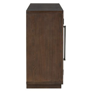 English Elm Trexm Arched Glass Door Buffet Sideboard Oak Veneer Storage Cabinet for Dining Room Espresso XW000021AAP-2026