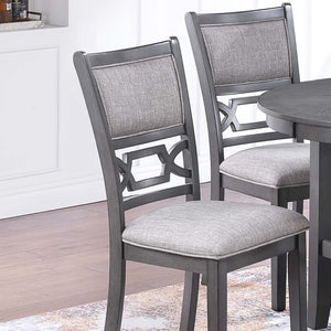 English Elm Gray Round 5-Piece Dining Set with Lower Shelf and Upholstered Chairs — Contemporary Charcoal Style Gray 45 L x 15 W x 46 H B011P373697