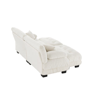 English Elm Cloud Chenille 2-Seater Sofa - Plush Sleeper Couch With Lumbar & Throw Pillows, 2 Ottomans Included W714S01000