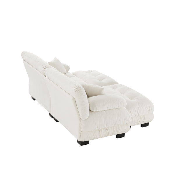 English Elm Cloud Chenille 2-Seater Sofa - Plush Sleeper Couch With Lumbar & Throw Pillows, 2 Ottomans Included W714S01000