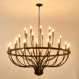 English Elm 36-light Matte Black Iron Candle Chandelier Farmhouse Industrial Style for Large Dining Rooms W5008P464944
