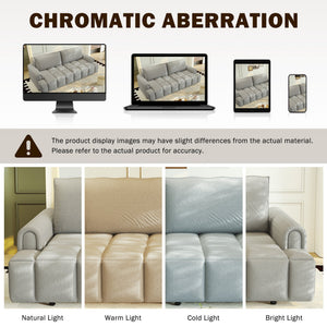 English Elm 90.2" Plush Teddy Fabric Convertible Sleeper Sofa with Hidden Storage for Living Room Light Grey W1885S00312