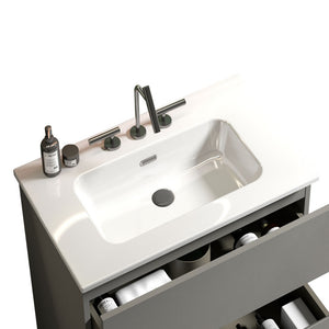 English Elm Bb0924Y331, Modern Integrated White Ceramic Basin With Three Faucet Holes For Sleek Bathroom Upgrade W1865P163522