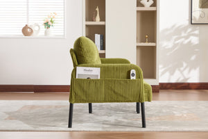 English Elm United We Win Corduroy Loveseat Plush Ergonomic Sofa with Spring Support Metal Legs Olive Green W1568P410049