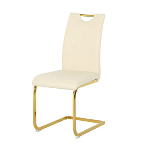 English Elm Modern Pu Leather Dining Chairs with Gold Legs Cushioned Seat for Kitchen or Bedroom W210P371642