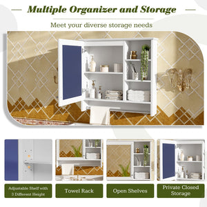 English Elm 30 Inch Wall Mount Mirror Cabinet Mdf Storage with Soft Close Hinges Bathroom Vanity White N710P186086K
