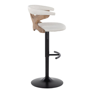 English Elm Contemporary Swivel Barstools with Cut-out Back Faux Leather Seat and Wood Accents Set Cream B202S00860