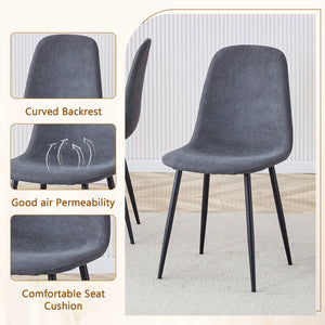 English Elm Table and Chair Set 7 Piece Marble Pattern Mdf Top with Linen Dining Seats Black,Dark Gray W1151S03917