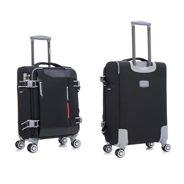 English Elm Softside Expandable Spinner Luggage Set Four Piece Lightweight Travel Collection Black T3292P343396