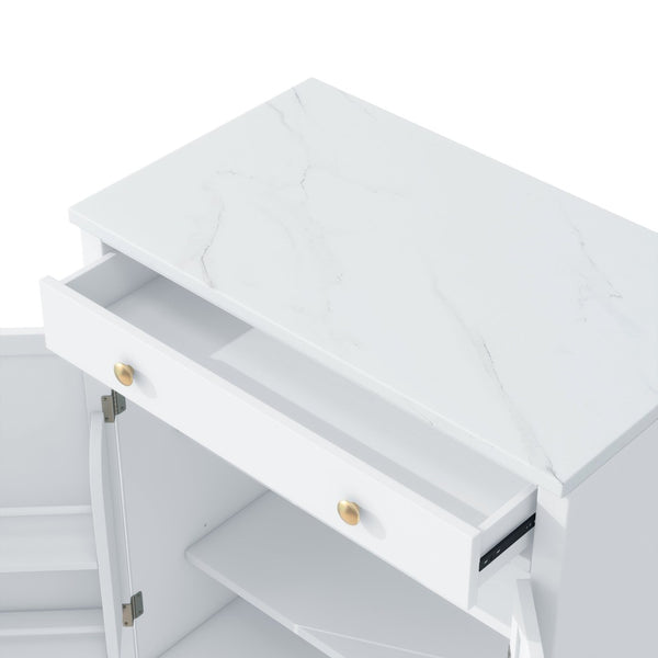 English Elm Topmax Freestanding Modern Kitchen Pantry Cabinet With Adjustable Shelves & Drawer N717P221574K-GIGA