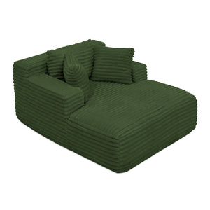 English Elm Living Compressed Chaise Lounge Foam Sofa Bed with Plush Corduroy Upholstery, Deep Seat Cloud Comfort Green W1413P298041