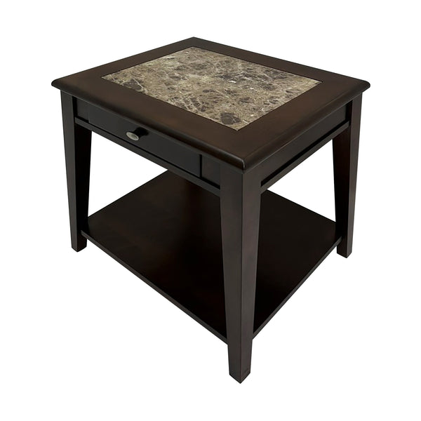 English Elm Classic Cherry Finish Wooden End Table with Drawer & Shelf, 26"x21"x24" Accent Nightstand for Living Room B011P225194