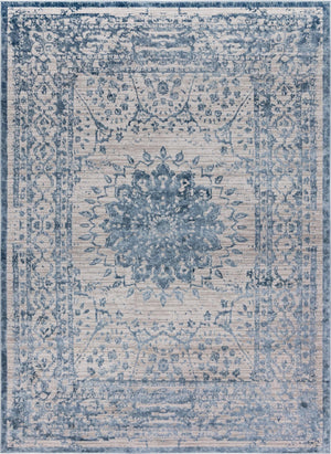 Unique Loom Aberdeen Derbyshire Machine Made Medallion Rug Light Blue, Gray 10' 4" x 14' 1"