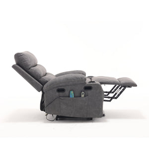 English Elm 21"seat Large Electric Power Lift Recliner Chair with 8-Point Vibration Massage, Lumbar Heat, Remote Control Gray 29.52 L x 26.77 W x 20.47 H W2297P264019