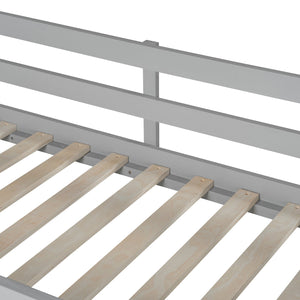 English Elm Twin Loft Bed with Built-in Desk and Open Shelves Solid Pine Kids Study Sleep Gray LT001537AAE-1