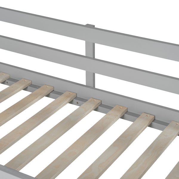 English Elm Twin Loft Bed with Built-in Desk and Open Shelves Solid Pine Kids Study Sleep Gray LT001537AAE-1