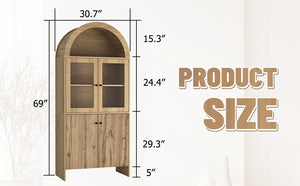 English Elm Natural Wood Grain Mdf Dome Cabinet with Led Lighting for Snack and Beverage Storage W3226P279091